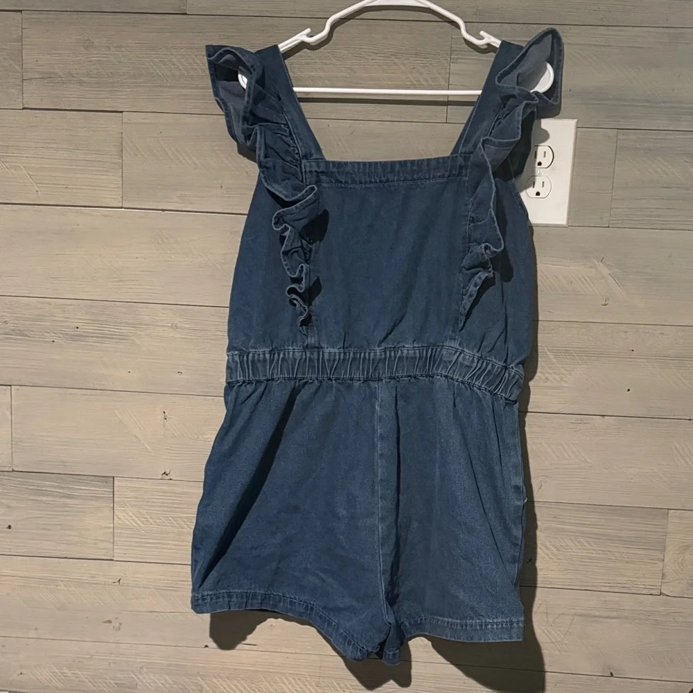 Indigo Ruffle Denim Romper - Picture 5 of 6